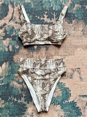 NWT Aerie Bralette & High Waisted Cheeky Bikini Set in Snake Print - XS/S